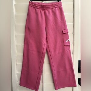Adidas girls wide leg cargo fleece pants